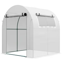 Serre portable Outsunny - Cadre acier & housse plastique 1,8 x 1,8 x 2 m - Blanc(m-7)
