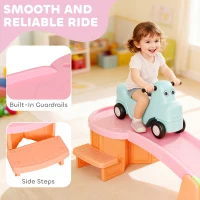 AIYAPLAY 3(m) Four-Piece Ride on Kids Roller Coaster w/ Non-Slip Steps, for Ages 2-5 Years - Orange(m-5)