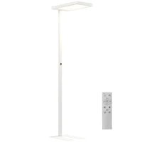 HOMCOM LED-Stehlampe, augenschonendes Licht, Bodenlampe mit Fernbedienung, anpassbare Helligkeit, Kunststoff, Metall, Weiß(m-11)