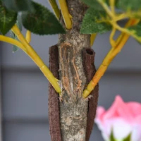 Outsunny Pianta Finta di Rosa da 21 Fiori con Vaso Riempito in Cemento e Muschio, Ø18x90 cm, Rosa(m-8)