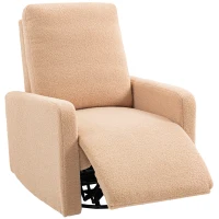 HOMCOM Poltrona Relax Reclinável Manual Poltrona Relax de Borreguito com Função de Baloiço 360° Reclinável até 135º 76x94x100 cm Marrom Claro(m-5)
