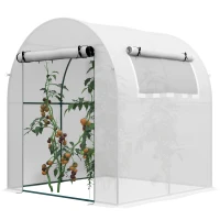 Serre portable Outsunny - Cadre acier & housse plastique 1,8 x 1,8 x 2 m - Blanc(m-6)