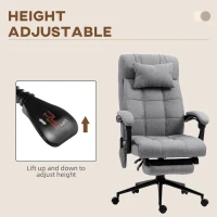 Vinsetto Office Chair with 6-point Vibration Massage and Heat, Computer Chair with Adjustable Height, Head Pillow, Footrest for Home, Grey(m-6)