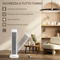 HOMCOM Termoventilatore Ceramico 2000W con 3 Temperature Regolabili, Timer 15H, Telecomando, Bianco(m-7)