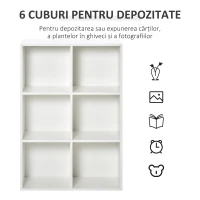 HOMCOM Bibliotecă Modernă cu 6 Cuburi Montată pe Perete în Lemn Alb(m-5)