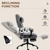 Vinsetto Office Chair with 6-point Vibration Massage and Heat, Computer Chair with Adjustable Height, Head Pillow, Footrest for Home, Grey(m-5)