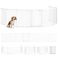 PawHut Barrière de sécurité en métal parc enclos pliable et modulable pour chien et enfant 8 panneaux 61 x 75 cm blanc(m-10)