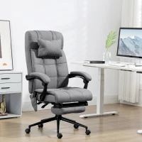 Vinsetto Office Chair with 6-point Vibration Massage and Heat, Computer Chair with Adjustable Height, Head Pillow, Footrest for Home, Grey(m-12)