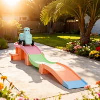 AIYAPLAY 3(m) Four-Piece Ride on Kids Roller Coaster w/ Non-Slip Steps, for Ages 2-5 Years - Orange(m-9)