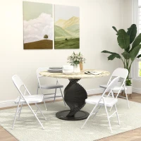 HOMCOM Conjunto de 4 Cadeiras Dobráveis com Encosto e Estrutura de Aço para Sala de Estar escritório Estúdio 45x46x78 cm Branco(m-2)