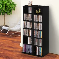 HOMCOM Lot de 2 étagères colonnes armoire de rangement CD-DVD 12 compartiments 21 x 22,5 x 88,5 cm capacité 204 CD noir(m-14)