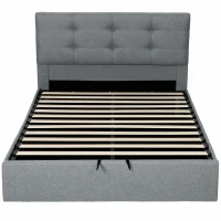 HOMCOM 5ft King Ottoman Bed with Gas Lift Storage - Grey(m-10)