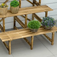 Outsunny suport de flori pliabil cu 3 etaje, din lemn natural, 78 cm, pentru interior și exterior(m-9)