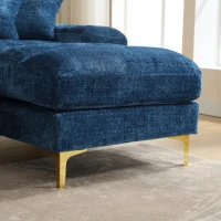 Divano componibile moderno grande in Chenille a forma di U, con Doppi Sedili Reclinabili,  Blu(m-10)