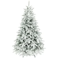 HOMCOM 6 ft Artificial Flocked Christmas Tree with 1182 Branches, Hinged Xmas Tree with Foldable Metal Stand, Easy Assembly for Home Office Decor(m-11)