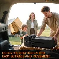 Outsunny Carucior plaja pliabil cu roti fata pivotante 360° si maner telescopic 108x55x55 cm negru(m-6)