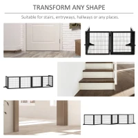 PawHut Poarta pentru câini pliabilă, 432 x 36 x 70 cm Lemn de pin, Negru(m-4)