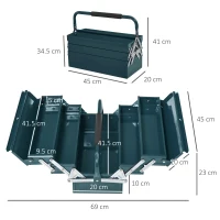 DURHAND Cutie de unelte Caseta de unelte Montaj Cufăr de unelte gol economisire spațiu cu 5 rafturi pliante stabil Oțel (SPCC) Verde închis 45 x 20 x 34,5 cm(m-3)