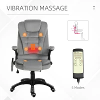 Vinsetto Scaun de birou cu masaj vibrator, Scaun ergonomic de birou cu funcție de încălzire, întindere, reglabil pe înălțime, scaun de director cu telecomandă, buzunar lateral, aspect de catifea, maro(m-7)