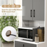 HOMCOM Modern Kitchen Cupboard with Storage Cabinets, 3 Drawers and Open Countertop for Living Room, Grey(m-6)