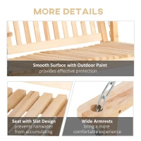 Outsunny Leagăn de Grădină pentru 2 Persoane Cușcă de Leagăn Masiv Patio Terasă Curte Lemn Natural 117 x 69 x 60 cm(m-6)