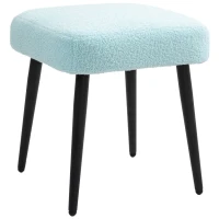 HOMCOM Hocker, Fußstütze, gepolsterter Sitz, Kaschmir-Optik, Stahlbeine, 42 x 42 x 44 cm, Hellblau(m-11)