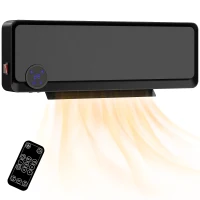 HOMCOM Aquecedor Cerâmico de Parede 1000W/2000W com Controle Remoto Tela LED Temporizador de 12h Termostato 56x18,5x11,7 cm Preto(m-10)