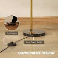 HOMCOM 180cm Arc Floor Lamp for Living Room, Modern Adjustable Standing Lamp with Foot Switch, Faux Black Marble Base and Bell Shade for Home Offices, Bedrooms, Gold Tone(m-7)