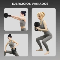 HOMCOM Pesa Rusa de 4 kg Kettlebell Relleno de Arena con Mango Ancho y Base Plana para Entrenamiento 18x12x20 cm Negro(m-4)