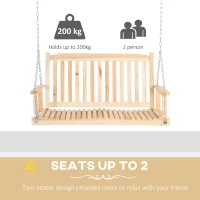 Outsunny Leagăn de Grădină pentru 2 Persoane Cușcă de Leagăn Masiv Patio Terasă Curte Lemn Natural 117 x 69 x 60 cm(m-4)
