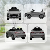 AIYAPLAY Elektro-Kinderauto, 12V Audi Q8, 3-5 km/h, Fernsteuerung, Scheinwerfer, Musik, Grau(m-9)