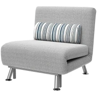 HOMCOM 1 persoons 2-in-1 inklapbare slaapbank met kussen grijs(m-11)