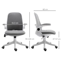 Vinsetto Fotoliu de birou Silla de Escritorio Basculante Altura Ajustable Reposabrazos Elevable 62,5x60x94-104 cm Gris(m-3)