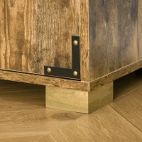 HOMCOM Farmhouse 4-Door Cabinet, Freestanding Tall Cupboard with Storage Shelves for Bedroom & Living Room, Rustic Wood Effect(m-7)