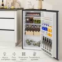 HOMCOM Mini Nevera Silenciosa 91 L Clase E con Temperatura Regulable 5 Niveles Puerta Reversible Estantes Ajustables Negro(m-8)