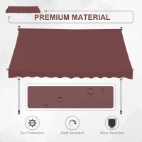 Outsunny Copertină manual retractabilă 3L x 1,5m, înălțime ajustabilă,material din poliester anti-UV, Roșu(m-4)