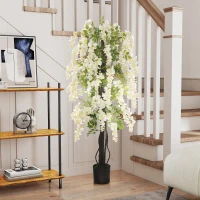 Outsunny Plante Artificiale Fără Întreținere, Perfect pentru Decorarea Casei, 165 cm, Alb(m-2)