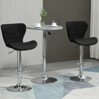 HOMCOM Lot de 2 Tabourets de Bar Design Contemporain Hauteur d'assise réglable 59-81 cm pivotant 360° Lin Noir(m-9)