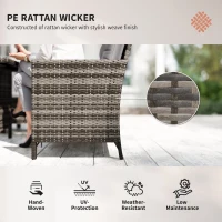 Outsunny Set mobilier grădină din ratan PE, pentru 5 persoane, perne detașabile, Gri, Maro(m-5)