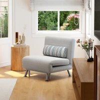 HOMCOM 1 persoons 2-in-1 inklapbare slaapbank met kussen grijs(m-9)