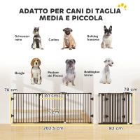 PawHut Cancellino per Cani Pieghevole in Acciaio con Chiusura Automatica, 202.5x2x76cm, Nero(m-3)