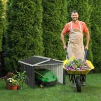 Outsunny Adăpost pentru mașina de tuns iarba robotică, garaj pentru robot, shed din oțel gri(m-2)