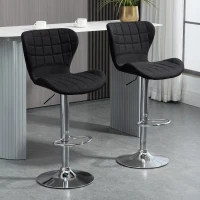 HOMCOM Lot de 2 Tabourets de Bar Design Contemporain Hauteur d'assise réglable 59-81 cm pivotant 360° Lin Noir(m-8)