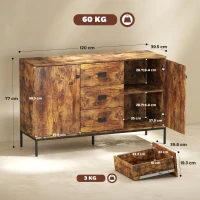HOMCOM Modern Rustic Brown Sideboard(m-3)