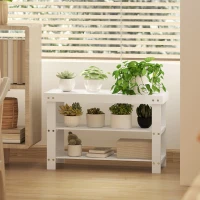 HOMCOM Two Shelf Bamboo Shoe Storage Bench - White(m-8)