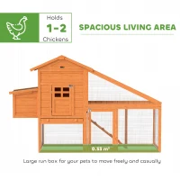 PawHut Wooden Chicken Coop with Run, Nesting Box, Slide-out Tray, Ramp, Perches, Asphalt Roof, 179 x 67 x 115cm(m-4)