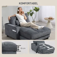 HOMCOM Sofa-Bett mit Kissen, Schaumstoff, zum Bett umwandelbar, Becherhalter, Grau(m-6)