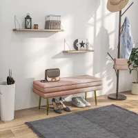 HOMCOM Sitzbank Polsterbank, mit Stauraum, Stahl, 100 x 37,5 x 42 cm, Rosa(m-2)