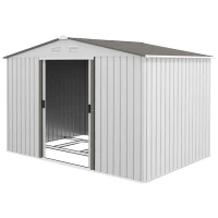 Outsunny Garden Shed 277x195x192 cm Metal Outdoor Storage for Tools Silver and Gray(m-7)