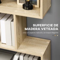 HOMCOM Estantería para Libros Moderna Librería con 6 Estantes para Comedor Salón Estudio 80x23x192 cm Roble(m-5)